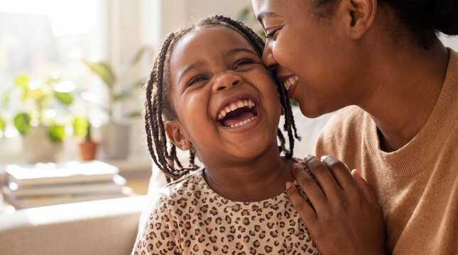 International Family Day mother daughter whispering secrets laughing closeup bonding celebration campaign poster banner social media design
