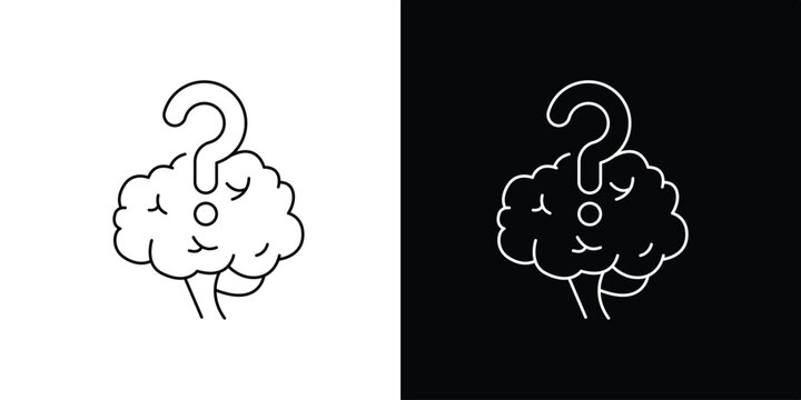 Creative icon illustration of a human brain with a question mark, symbolizing thought and inquiry