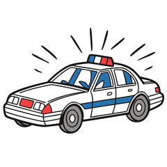 Police patrol car with blue stripe and flashing. © Ashik
