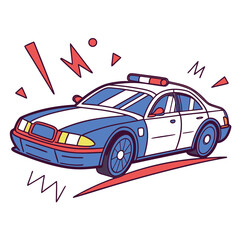 Police car moving fast with flashing lights. © Ashik
