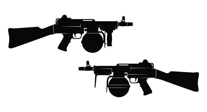 machine gun silhouettes on white background silhouette