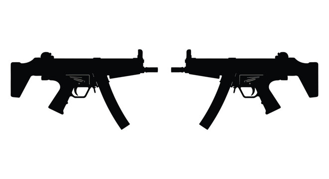 two machine guns silhouette high quality professional detailed