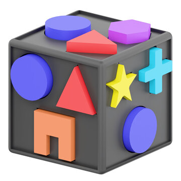 Colorful Geometric Shape Sorter Cube Toy for Early Childhood Education.