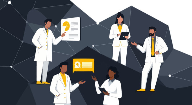 Diverse group of scientists working.
