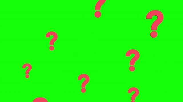 question marks symbolizing confusion, curiosity, or unresolved questions 3d animation with Alpha Channel