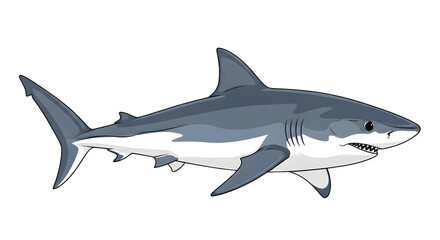 Fototapeta premium A shark swims on a transparent background with fins and tail
