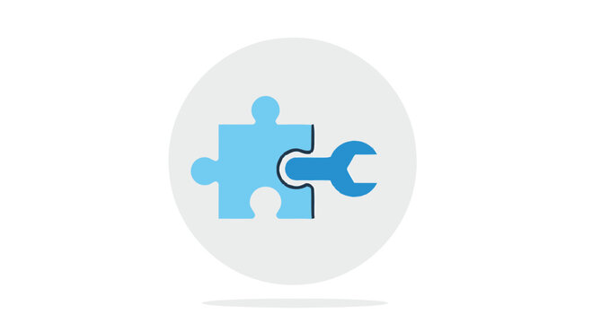 Puzzle Piece with Wrench Icon.