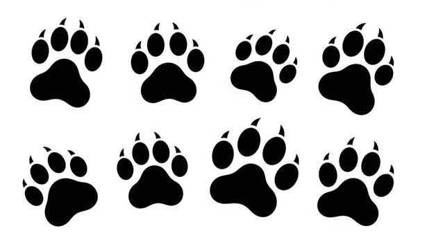 Seamless panda paw print pattern with black bear footprints for kids fabric and decorative design