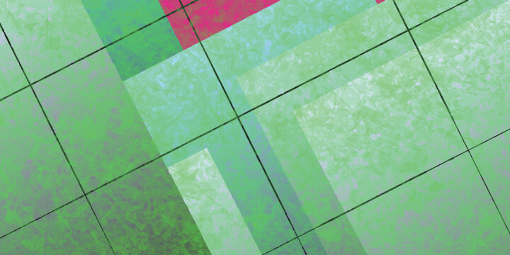 Abstract Geometric Green Pattern with Structured Lines