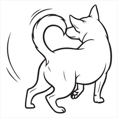 Obraz premium playful dog spinning tail simple clean line illustration