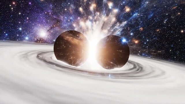 Binary Black Holes in Space Collision.