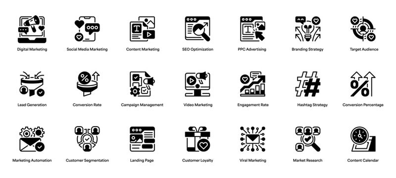 Marketing Line Icon, Outline Symbol for Brand Promotion, Target Audience, Market Research, Advertising Campaign, and Digital Strategy. Vector Sign Icon.