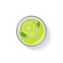 Refreshing Green Juice with Lime Slice and Mint Leaves, Top View © kadal
