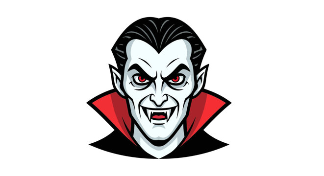 Scary Vampire with Sharp Fangs and Red Eyes, a Fictional Monster from Folklore
