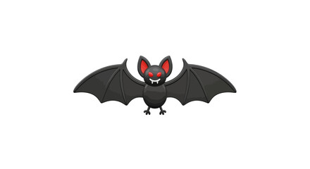 Fototapeta premium Spooky Cartoon Bat Illustration Featuring Striking Red Eyes for Halloween Festivities and Creepy Nighttime Designs