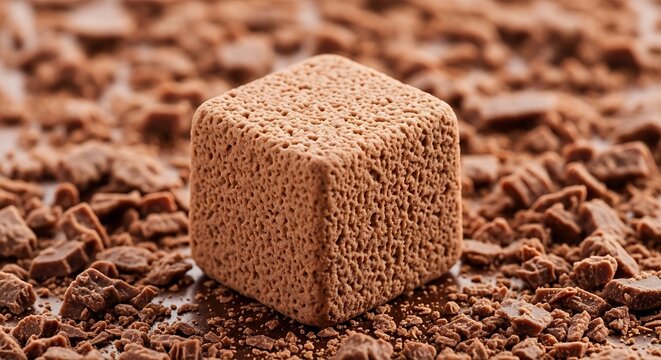 Ancient sandstone block amidst desert terrain with rough texture