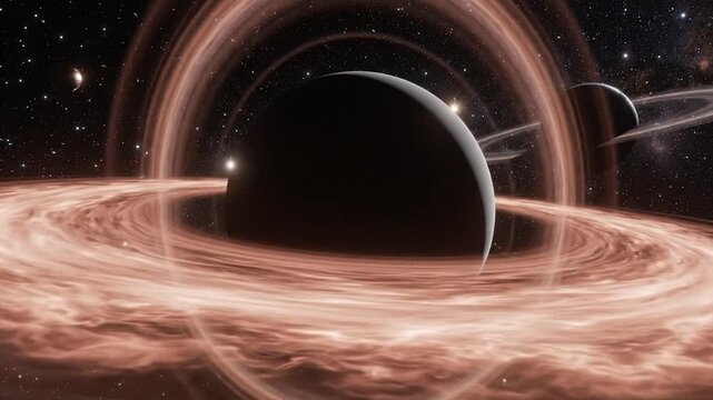 Black Hole in Space with Rings.
