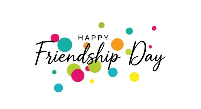 Happy friendship day celebration with colorful dots on white background