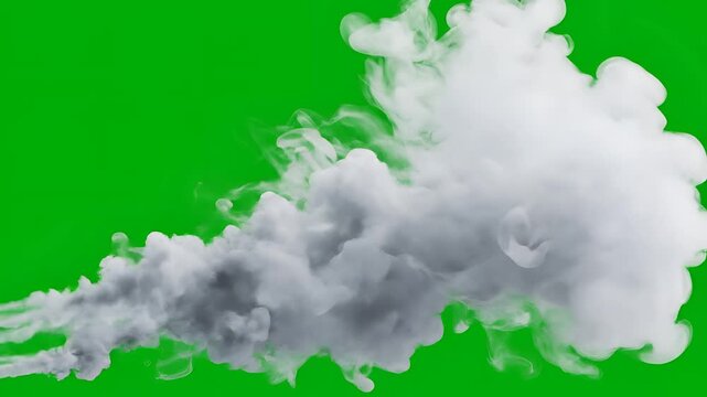 Realistic Smoke Plume Effect on Green Screen Background.