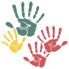 Fototapeta premium Abstract image hand prints set isolated white background.
