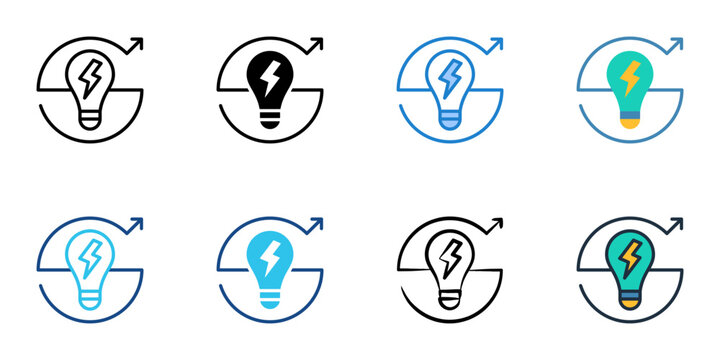 Energy strategy icons set multiple style collection. Editable stroke 
