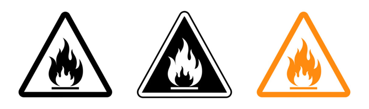 Flammable material warning sign a safety symbol for fire hazards