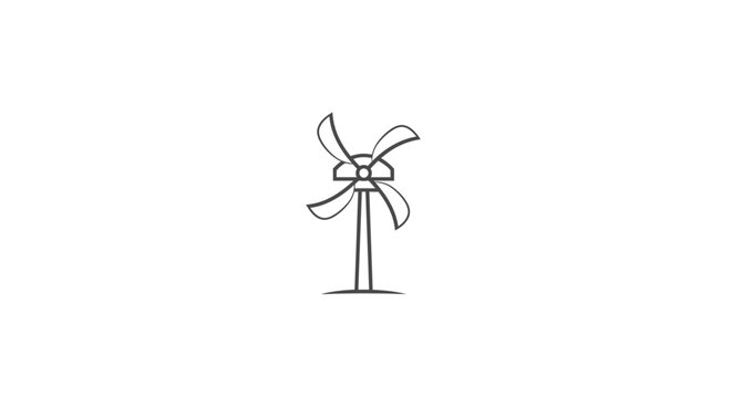 Hand drawn wind turbine sketch on white background, clean energy concept