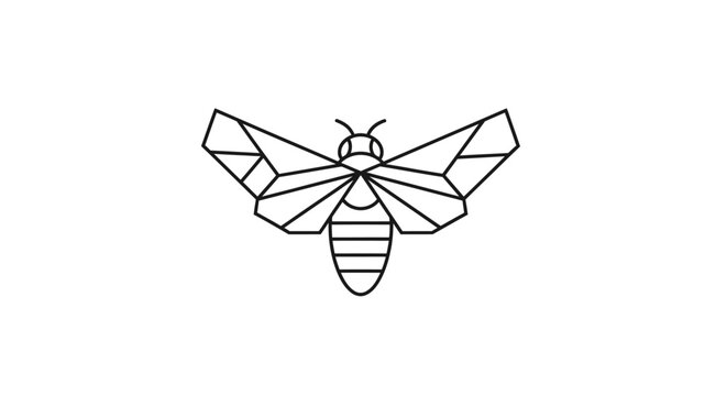 Geometric Bee Icon, Minimalist Insect Logo Design, Vector Art