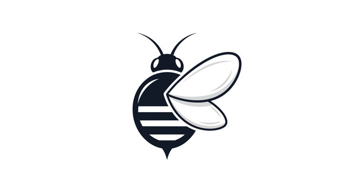Stylized Bee Logo Icon - Minimalist Insect Vector Art