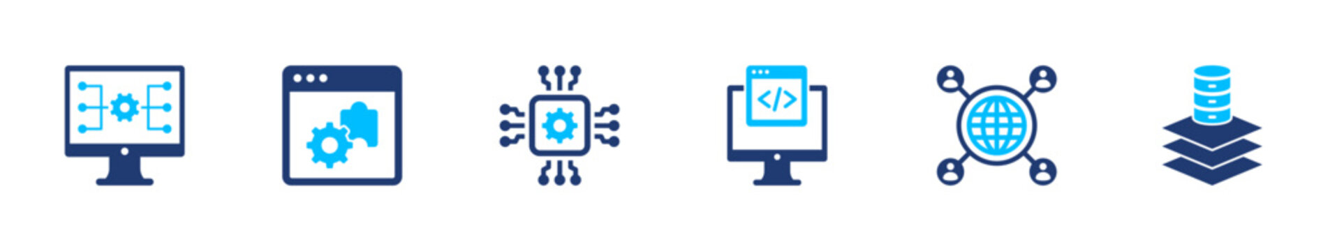 Data visualization icon set. analytics, dashboard, chart, monitoring, system. solid style icon collection.