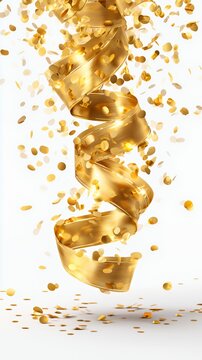 Golden Spiral Streamer: Confetti Celebration Decoration Design
