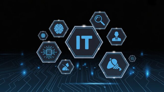 premium IT information technology concept with futuristic digital network interface background