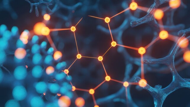 premium Abstract molecular structure and biological network representation background