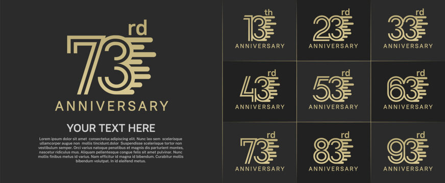 Anniversary logo type set with double line number. gold color can be use special moment