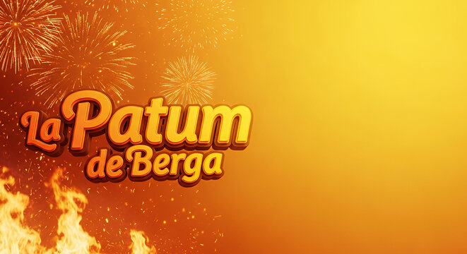 Vibrant 3D Gradient Orange and Yellow Abstract Illustration of La Patum de Berga Festival Featuring Fire, Fireworks, and Festive Sparks Atmosphere