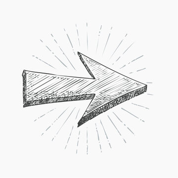 cribble hand drawn arrow, messy sketch style, expressive line