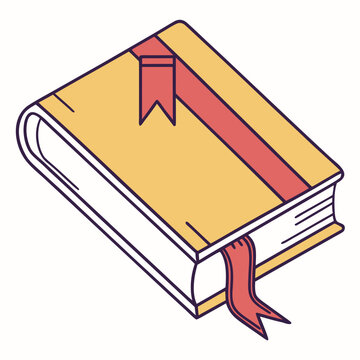 Opened style yellow notebook with folded ribbons.