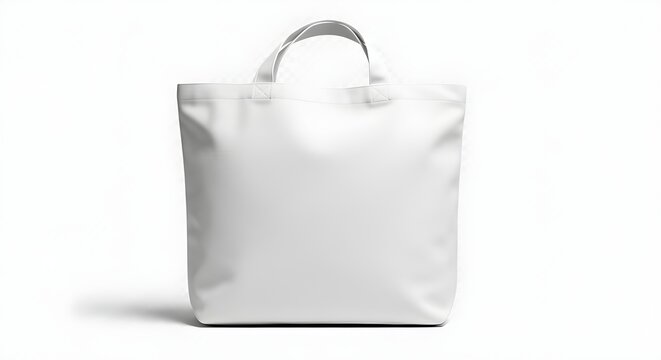 White Tote Bag Mockup Isolated on Transparent Background, Blank Canvas Eco Shopping Bag, Minimalist Product Photography