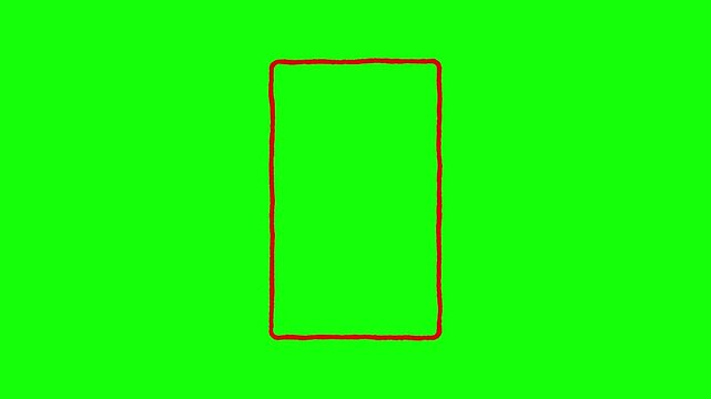 Red rectangle outline motion graphic on green screen background.