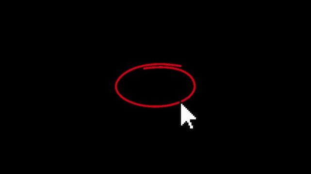 Animated computer mouse cursors interacting with icons on black background
