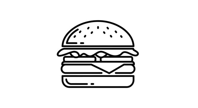 Minimalist Burger Icon Line Art
