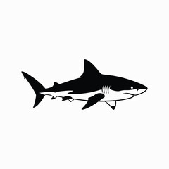 Obraz premium Black silhouette shark swimming in water Vector