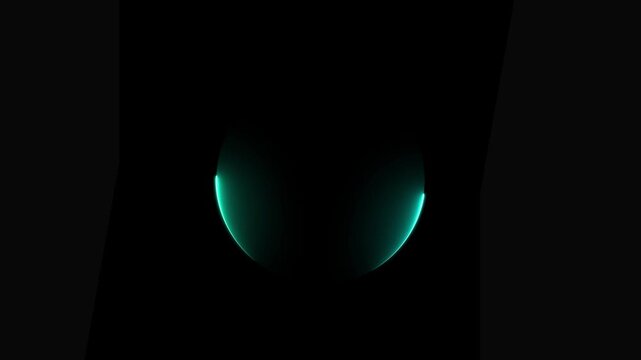 Glowing Teal Half Circle Light on Black Background with Neon Edge glowing teal light futuristic