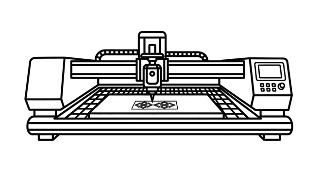 Graphic plotter machine illustration isolated on white background