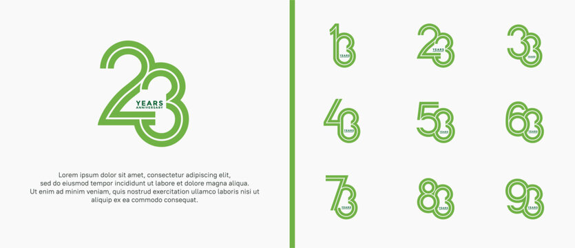 anniversary vector logo set, green color can be use for celebration