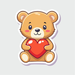 Obraz premium Cute Teddy Bear Holding a Red Heart