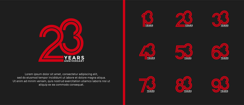 anniversary vector logo set, red and grey color can be use for celebration