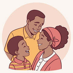 Obraz premium Happy family portrait with parents and son.