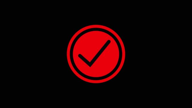 Red Checkmark Circle Black Background Verification Approved Symbol circle verification.