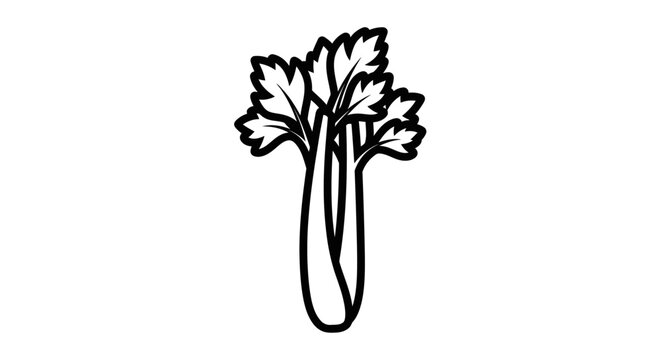 Celery stalk illustration black and white vector isolated on white background